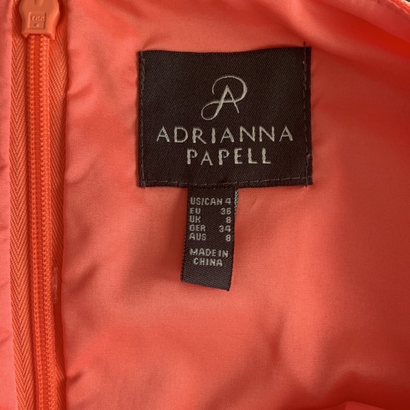 NEW Adrianna Papell Three Quarter Sleeve Crepe Shift Dress Melon Color Size 4 - Picture 6 of 7